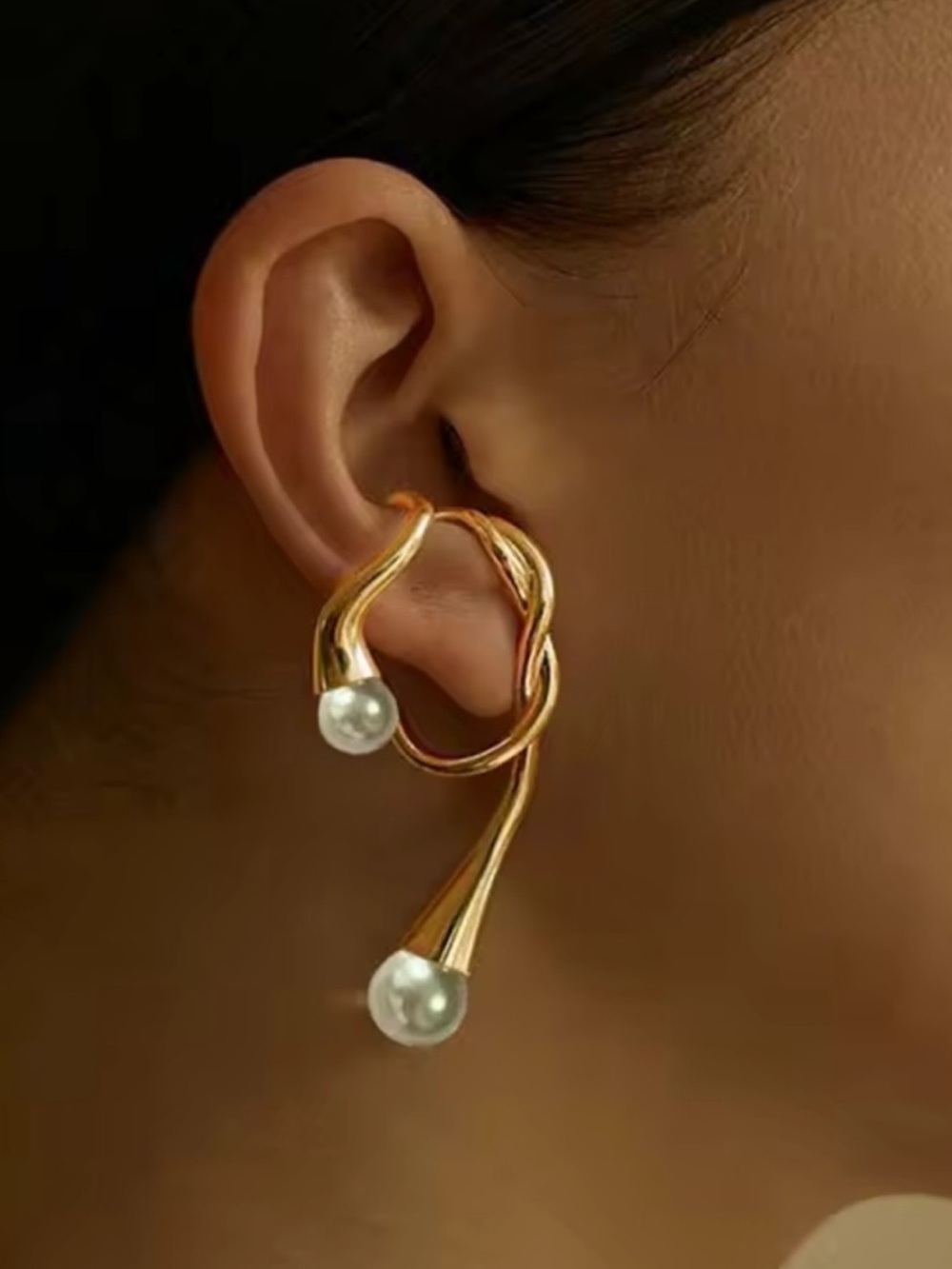Anthropologie Gold Swirl Drop Earring( Single)